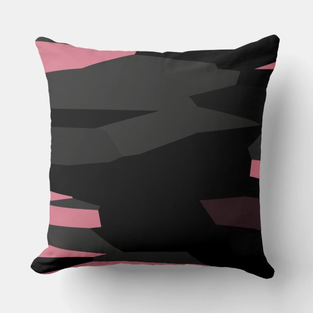 Coussin gris rose et noir abstrait  (Recto)