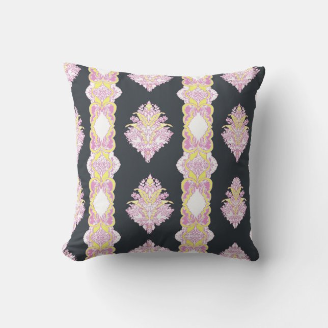 Coussin Gris, Rose, Jaune Design Reversible Jeu d'oreiller (Recto)