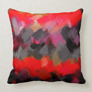 Coussin Gris rouge gris mauve Peinture Abstraite #2
