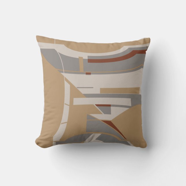 Coussin Gris Taupe Brun Méditerranéen Géométrique Abstrait (Recto)
