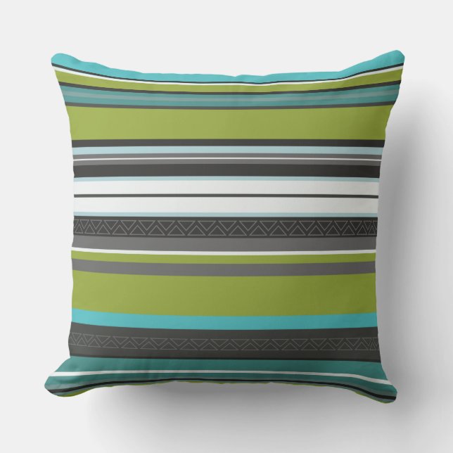 Coussin Gris vert, turquoise et gris (Recto)