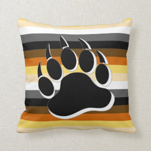 Coussin Grizzly gay griffe N&B effet 3D Couleurs de la fie