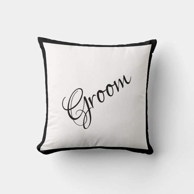 Coussin Groom Black Script Élégante Garde Mariage (Recto)