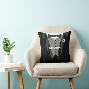 Coussin Grooms Fleur Blanche Tuxedo