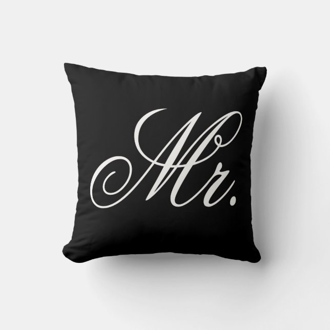 Coussin Groomtypographie noir et blanc (Recto)