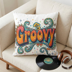 Coussin Groovy Rétro Art Psychédélique des Années 70 Funky