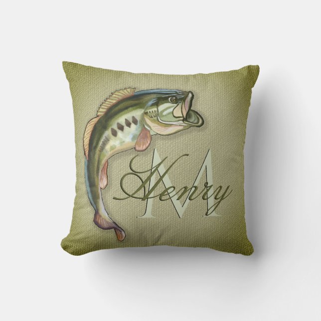 Coussin Gros achigan à bouche Monographie de poisson (Recto)