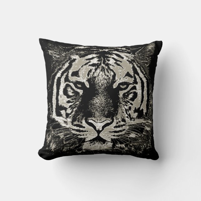 Coussin Gros plan du visage de tigre blanc (Recto)