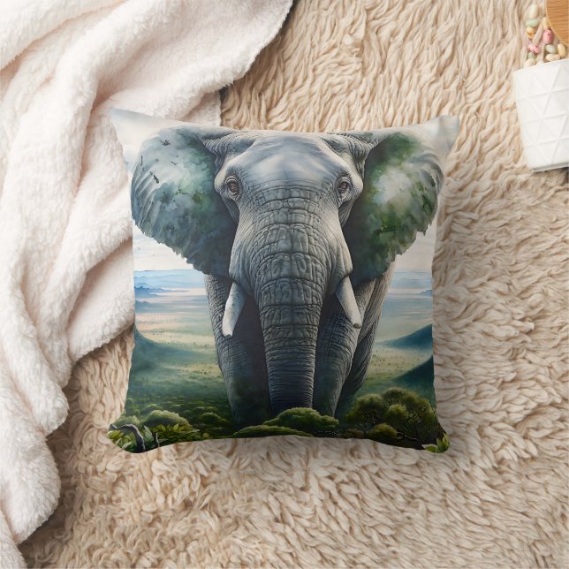Coussin Gros plan sur le visage de l'éléphant, les défense (Couverture)