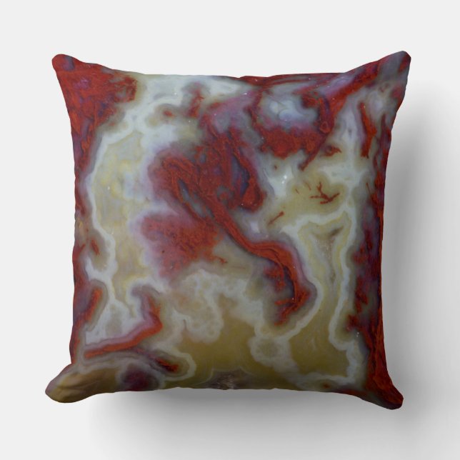 Coussin Gros plan sur une dalle d'agate mousse rouge (Recto)