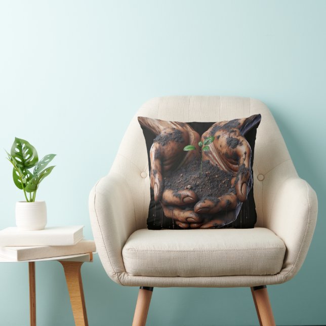 Coussin Grosses mains tenant un écouvillon d'arbre (Chaise)
