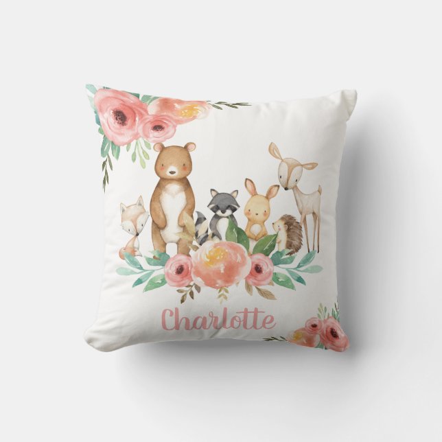 Coussin Grossesse des animaux de la forêt florale de Whims (Recto)