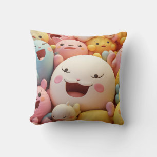 Coussin Groupe de créatures douces et heureuses dans les p