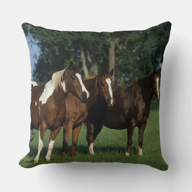 Coussin Groupe de position de chevaux de peinture (Recto)