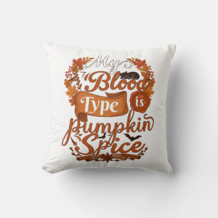 Coussin Groupe Sanguin Est Citrouille Épice Halloween Chat