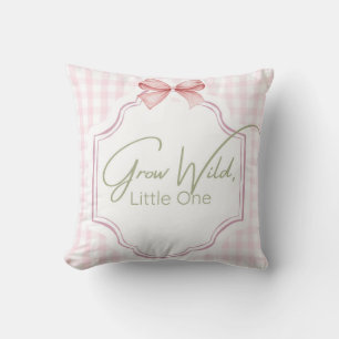 Coussin Grow Wild Little One Pépinière rose En vichy Bow