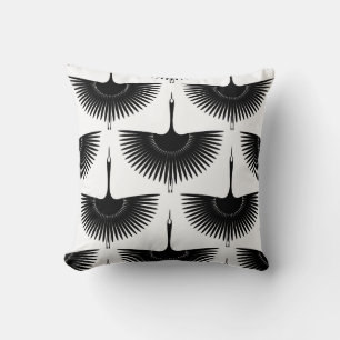 Coussin Grue gracieuse : Motif d'oiseaux orientaux