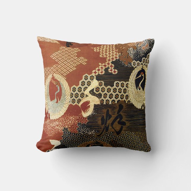 Coussin Grues orientales de danse (Recto)