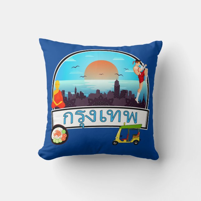 Coussin Grung Tep - Bangkok Thaïlande Voyage Thai (Recto)