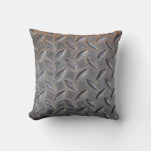 Coussin Grunge diamant métal, texture en acier soudé.