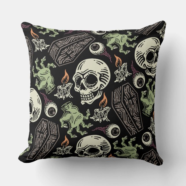 Coussin Grunge Halloween éffrayant Design crâne (Recto)