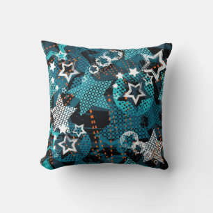 Coussin Grunge star motif, design pour enfants ludique.