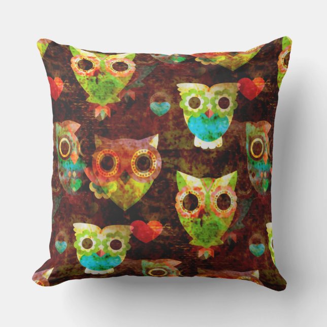 Coussin Grungy Owls seamless pattern II + your idea (Recto)