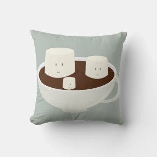 Coussin Guimauves de sourire en chocolat chaud
