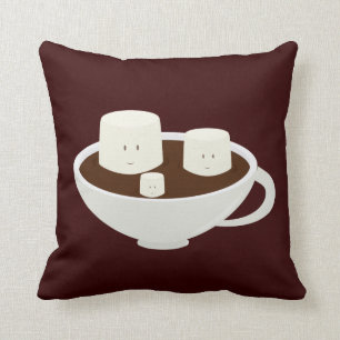 Coussin Guimauves de sourire en chocolat chaud