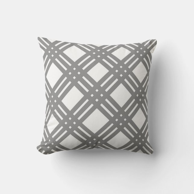 Coussin Guingan gris et blanc (Recto)