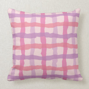 Coussin Guingan rose et pourpre de coucher du soleil de