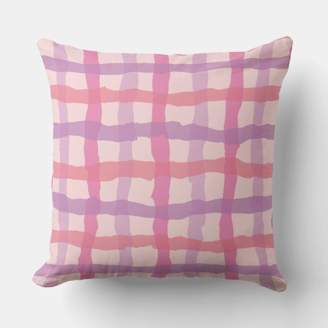 Coussin Guingan rose et pourpre de coucher du soleil de (Recto)