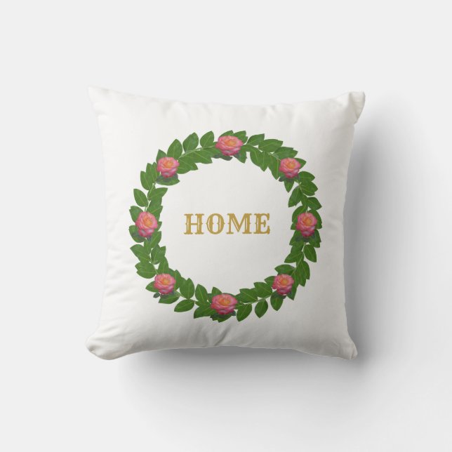 Coussin Guirlande de la baie et roses roses roses (Recto)