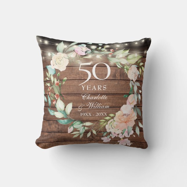 Coussin Guirlande de lumières à fleurs rustiques pour le 5 (Recto)