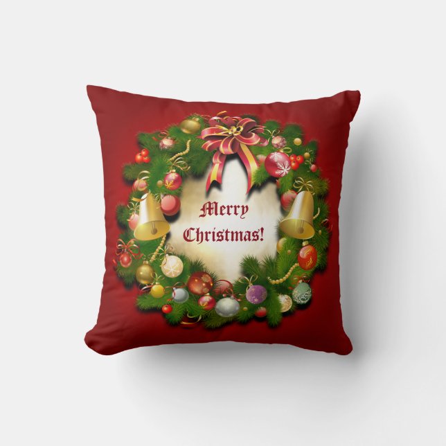 Coussin Guirlande de Noël de Personalizable (Recto)
