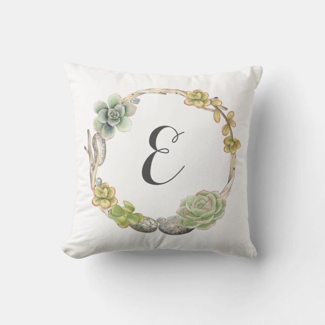 Coussin Guirlande des Succulents, des brindilles et du (Recto)