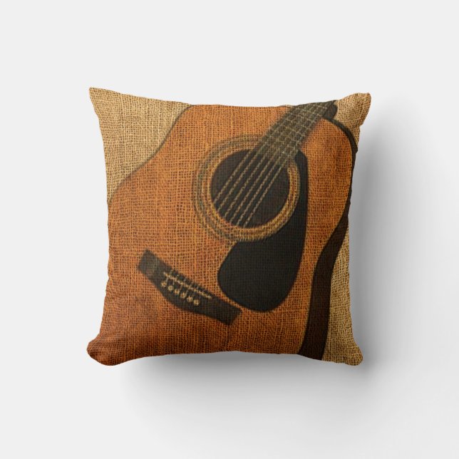 Coussin Guitare acoustique rustique (Recto)