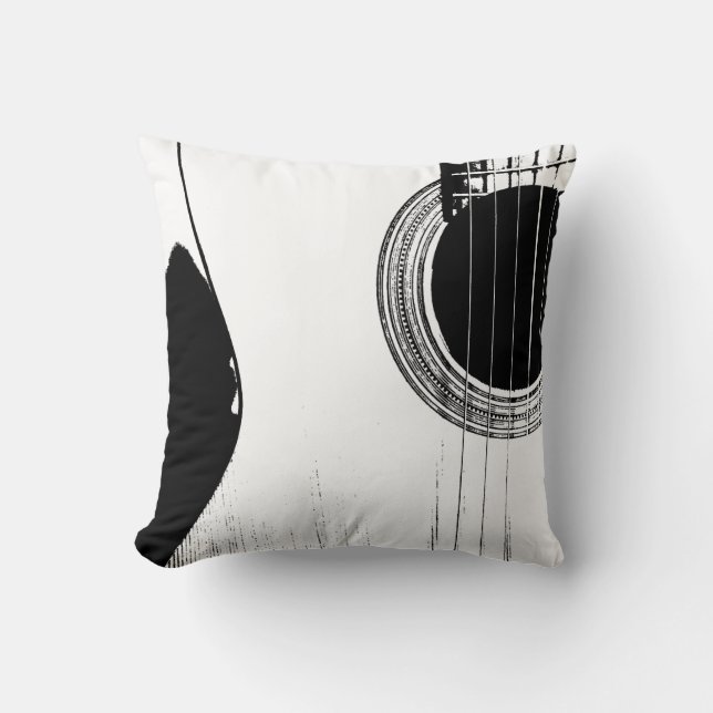 Coussin Guitare d'instrument de musique noir blanc (Recto)