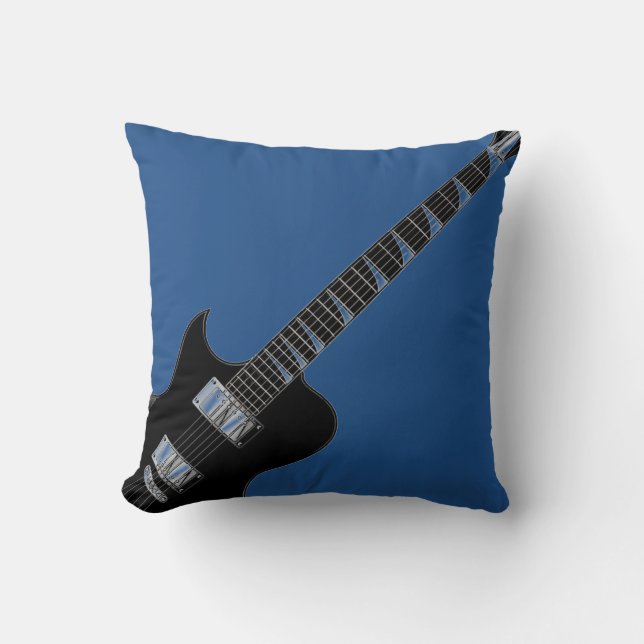 Coussin Guitare électrique Bleu Black Pop Art (Recto)