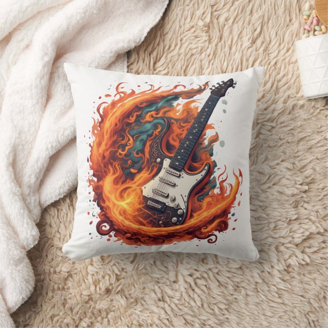 Coussin Guitare électrique fière la nuit (Couverture)