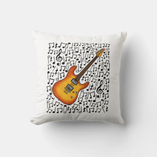 Coussin Guitare électrique Notes musicales Musicien guitar