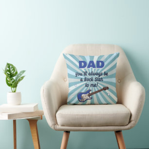 Coussin Guitare Électrique Papa Rock Star Fun Bleu