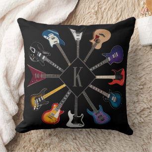 Coussin Guitare électrique personnalisée cercle noir