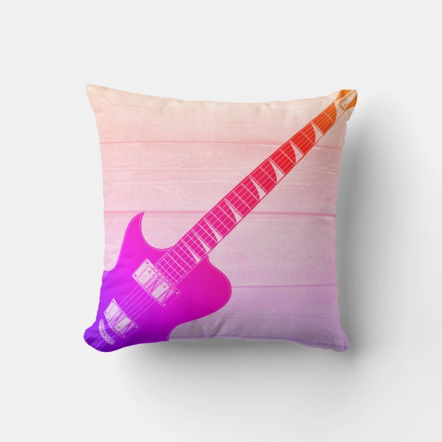 Coussin Guitare électrique & Wood Pop Art (Recto)