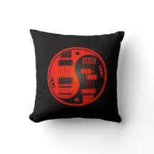 Guitare et Yin bas Yang rouge et noir
