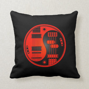 Coussin Guitare et Yin bas Yang rouge et noir