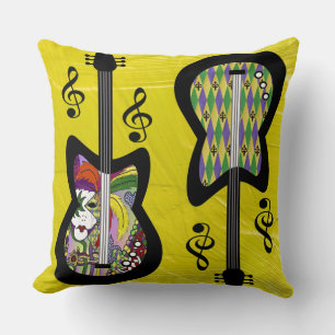 Coussin Guitares colorées Mardi Gras