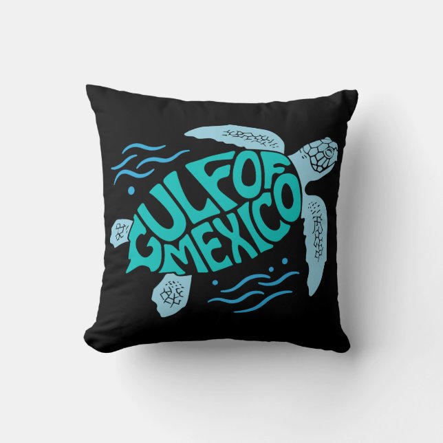 Coussin Gulf of Mexico Sea Turtle Typography (Recto)