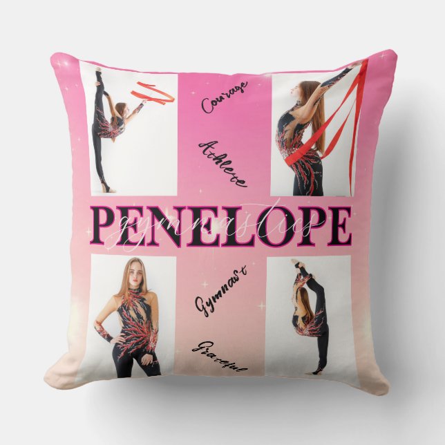 Coussin Gymnastique enchevêtrée rose 4 Photo Encouragement (Recto)