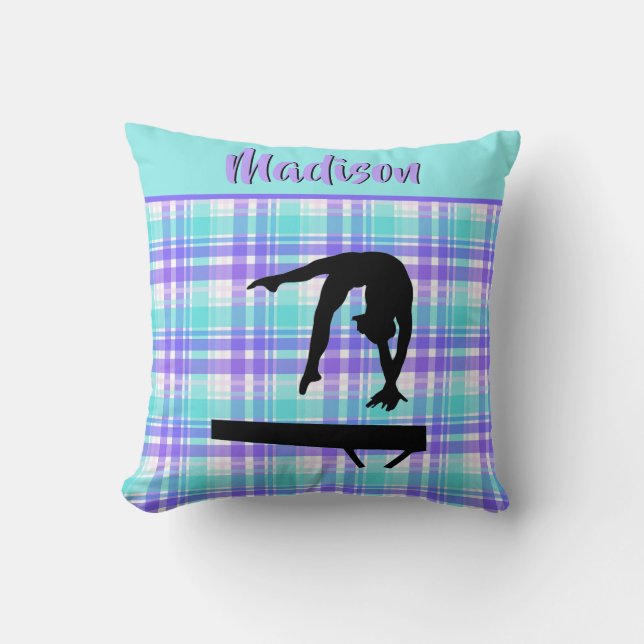 Coussin Gymnastique Girl Lilac Purple et Aqua Personnalisé (Recto)